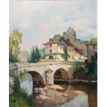 Georges Charles Robin (Paris 1903 - 2003) Brücke über die Vienne in St.-Germain-de-Confolens Öl/Lw.,