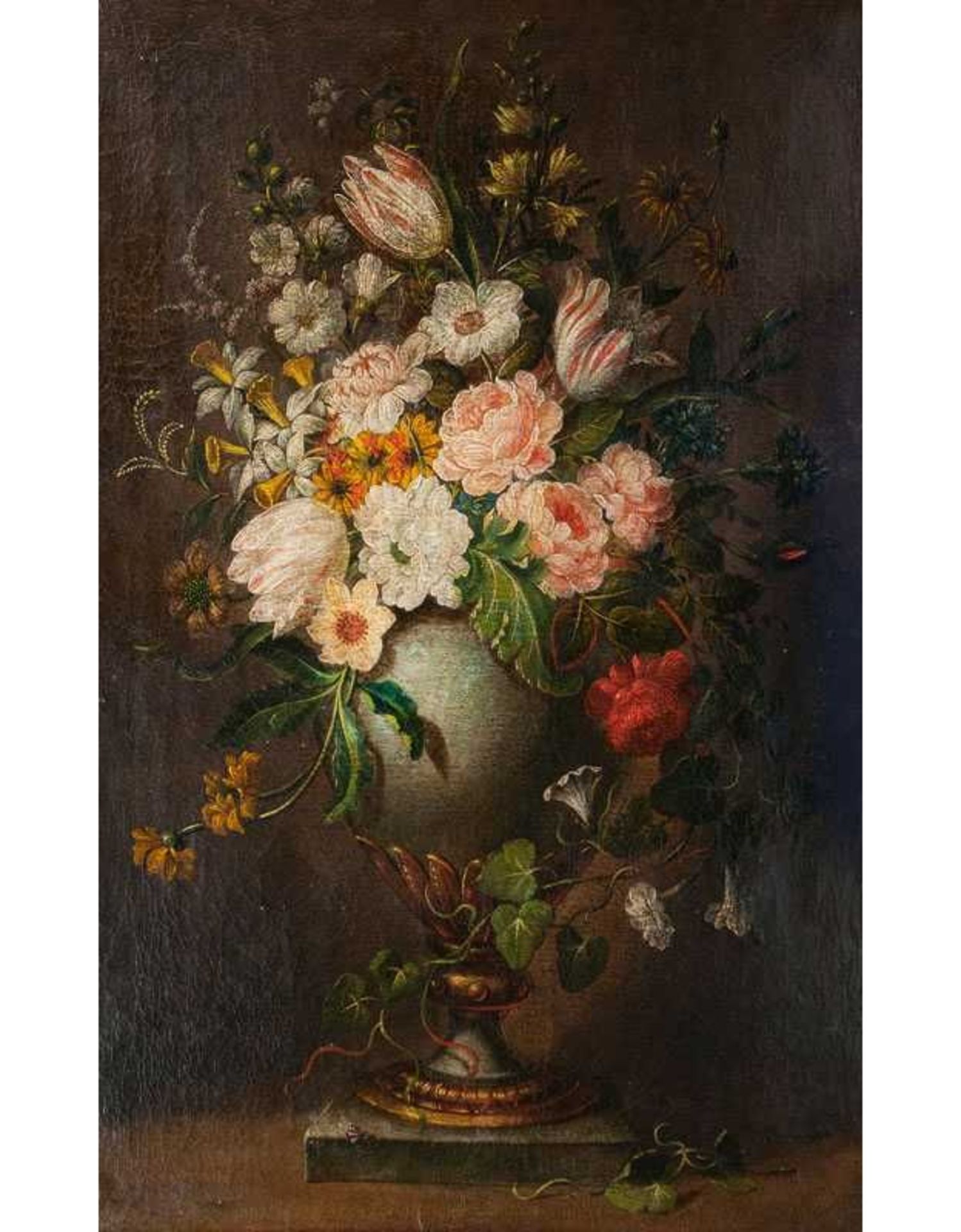 Jacob van Huysum (Amsterdam 1688 - London 1740), Nachfolger Blumen in einer Vase Um 1800, Öl/Lw., 97