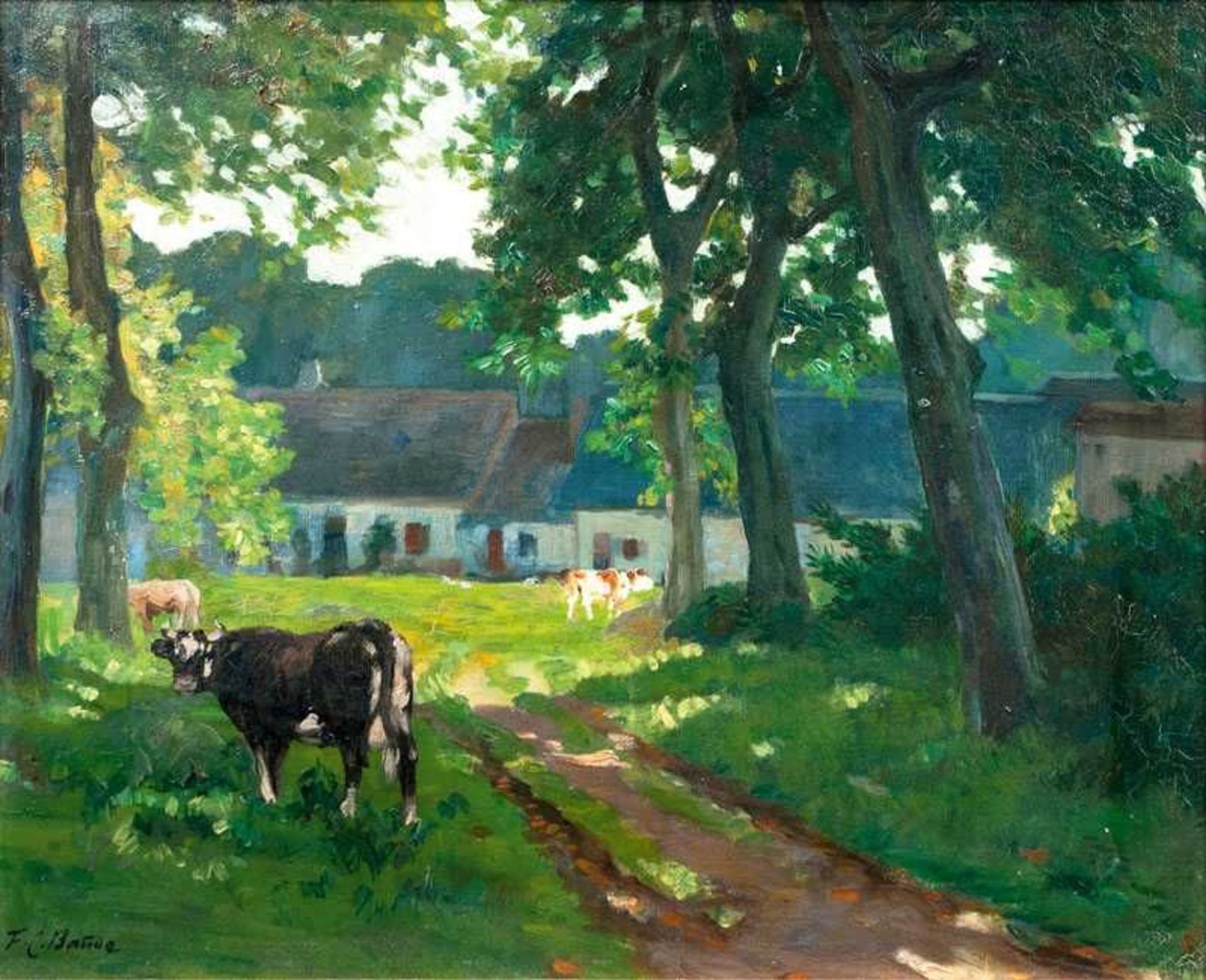 François Charles Baude (Houplines 1880 - Armentières 1953) Bauernhof im Sonnenlicht Öl/Lw., 54,5 x