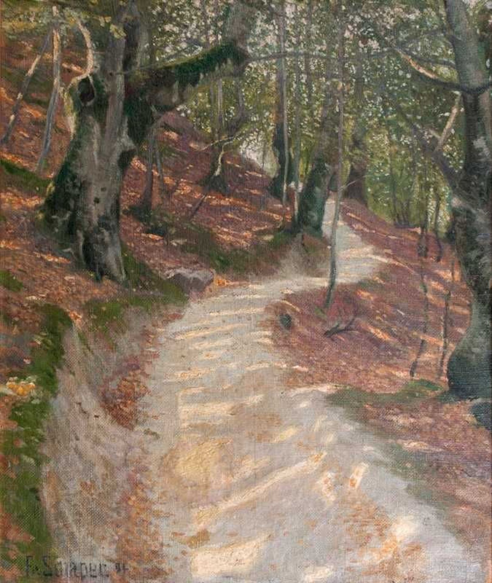 Friedrich Schaper (Braunschweig 1869 - Hamburg 1956) Waldweg auf Rügen Öl/Lw., 76 x 63,5 cm, l. u.