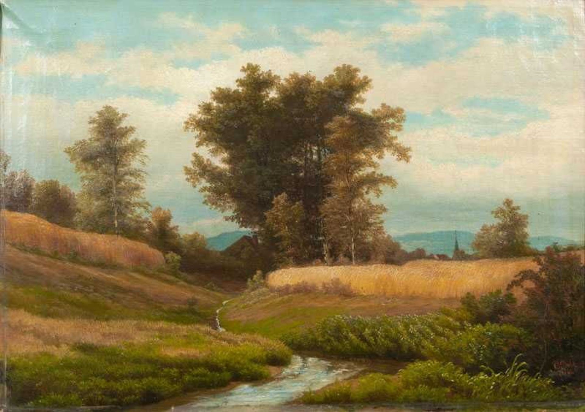 Carl Dahl (Berlin 1810 - Osnabrück 1887) Sommerlandschaft mit Bach Öl/Lw., 46 x 63 cm, r. u. sign.