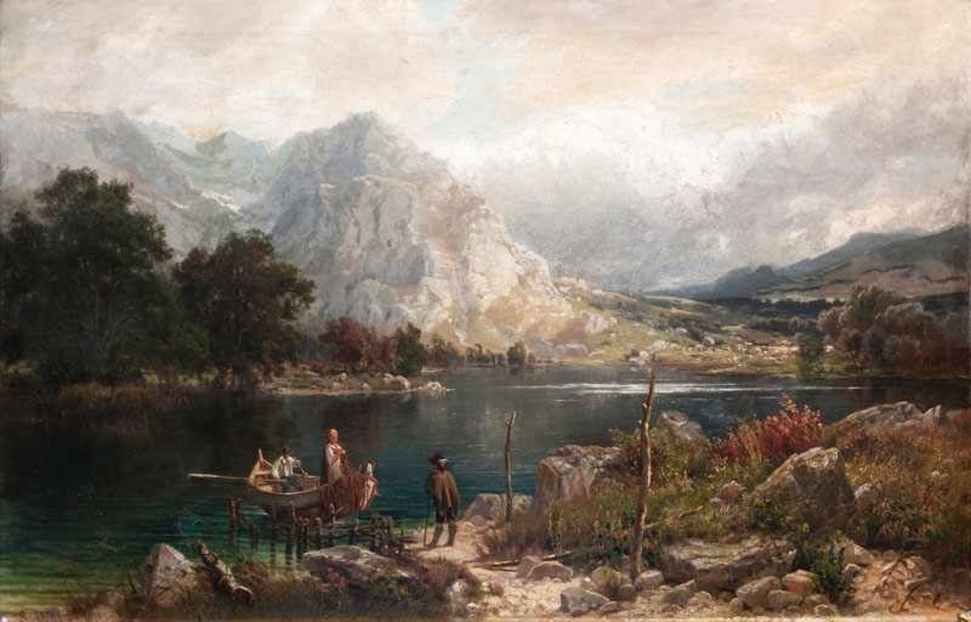 R. Weber tätig 2. Hälfte 19. Jh. Hintersee bei Ramsau Öl/Lw., 62 x 97 cm, l. u. sign. u. dat. R.