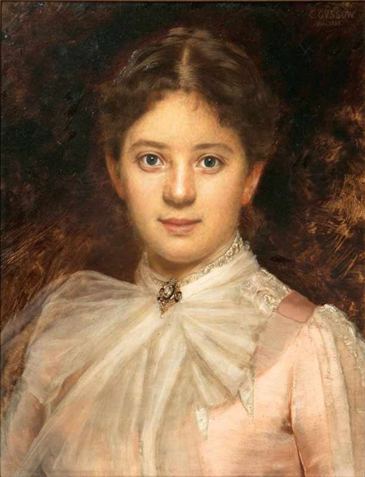 Karl Gussow (Havelberg 1843 - Pasing 1907) Portrait eines Mädchens Öl/Holz, 51 x 40 cm, r. o.