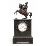 A FRENCH SLATE AND BRONZE MANTEL CLOCK, CIRCA 1830 BUYERS ARE ADVISED THAT A SERVICE IS