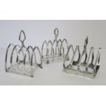 A MISCELLANEOUS GROUP OF THREE TOAST RACKS, VARIOUS MAKERS AND DATES, SHEFFIELD AND BIRMINGHAM,