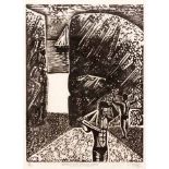 CLARKE, PETER ( -) BATHERS WITH PASSING YACHT linocut, signed, dated 1971, numbered 19/26 and