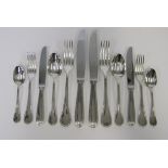 A SET OF FRENCH ELECTROPLATE ’PERLES’ PATTERN CUTLERY, CHRISTOFLE, MODERN comprising: 6 table