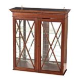 A GEORGE III STYLE HANGING DISPLAY CABINET, EARLY 20TH CENTURY the outswept cornice above a dentil