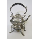 AN EDWARDIAN SILVER KETTLE ON STAND, INDECIPHERABLE MAKER’S MARK, CHESTER, 1905 the rectangular body