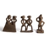 THREE CAST BRONZE ASHANTI FIGURES, GHANA (3)