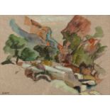 Florence Louise Josephine Zerffi ( 1882-1962) MOUNTAIN signed watercolour and charcoal on paper 26,5