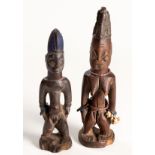 TWO YORUBA IBEJI FIGURES, NIGERIA the taller 28,5cm high (2)