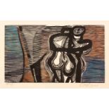 Cecil Edwin Frans Skotnes (South African 1926-2009) TWO FIGURES woodcut, signed and numbered A/P,