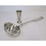 A RUSSIAN SILVER LADLE, STAMPED 84, MINSK, UNKNOWN MASTER, KAUNAS, 1858 270g; and A Russian Silver