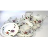 A ROYAL WORCESTER 'ASTLEY' PATTERN PART DINNER, BREAKFAST AND TEA SERVICE,  1967-1986 comprising: 10