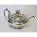 A GEORGE IV SILVER TEAPOT, REBECCA EMES & EDWARD BARNARD I, LONDON, 1824 the compressed circular