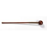 A ZULU KNOBKERRIE the shaft finely bound with brass and copper wire 72cm long