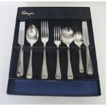 A SET OF ELECTROPLATE ‘BEADED’ PATTERN CUTLERY, MODERN comprising: 6 table knives, 6 table forks,