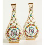 A PAIR OF CARL THIEME 'MARIE ANTOINETTE' PATTERN BOTTLE VASES, LATE 19TH CENTURY each of square