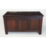 AN ENGLISH OAK CHEST, LATE 17TH/EARLY 18TH CENTURY the hinged panelled rectangular top enclosing a