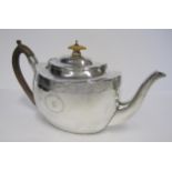 A GEORGE III SILVER TEAPOT, POSSIBLY SOLOMON HOUGHAM, LONDON, 1806 NOT SUITABLE FOR EXPORT the