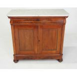 A MAHOGANY AND MARBLE-TOPPED CHIFFONIER, 19TH CENTURY the shaped rectangular grey-veined marble