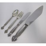 AN ASSEMBLED SET OF DANISH ‘ACORN’ PATTERN SILVER CUTLERY, GEORG JENSEN, 1945-PRESENT comprising: