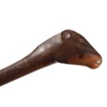 A ZULU WALKING STICK the handle carved in the form of a horse's head 98,5cm long