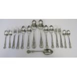 AN ASSEMBLED SET OF SILVER CUTLERY, VARIOUS MAKERS AND DATES, EDINBURGH, GLASGOW, LONDON AND