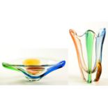 TWO MSTISOV GLASSWORKS FRANTIŠEK ZEMEK'S 'RHAPSODY' RANGE WARES, CIRCA 1960 comprising: a vase and a