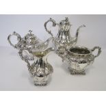 A VICTORIAN FOUR-PIECE SILVER TEA AND COFFEE SET, SAMUEL HAYNE & DUDLEY CATER, LONDON, 1850-1852