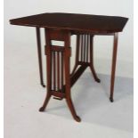 A MAHOGANY GATE-LEG TABLE, 20TH CENTURY the rectangular top with hinged drop sides, on slatted