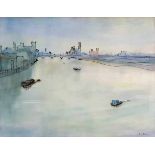 Maud Frances Eyston Sumner (South African 1902-1985) A VIEW OF LONDON BRIDGE OVER THE RIVER THAMES