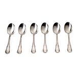 A SET OF SIX SILVER FRENCH ART NOUVEAU DEMITASSE SPOONS, BOULENGER SILVERSMITH each grooved edge