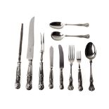 AN ASSEMBLED SET OF KINGS PATTERN CUTLERY, COOPER BROTHERS AND SONS, SHEFFIELD, 1945 comprising: 8