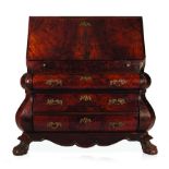 A DUTCH WALNUT BUREAU, 19TH CENTURY the rectangular top above a fall-front enclosing drawers and