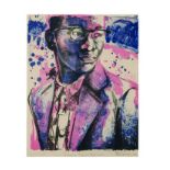 Bambo Sibiya (South African 1985 -) TEBOHO, SAINT GERMAIN lithograph with gold leaf, signed, dated