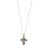 A DIAMOND PENDANT AND CHAIN cruciform, pavé set with diamonds weighing approximately 0.50ct in