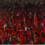 Asanda Kupa (South African 1981 -) RED DESTINY oil on canvas 101 by 101cm, unframed