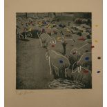 Menashe Kadishman (Israeli 1932-2015) SHEEP WITH WHITE OUTLINES lithograph, signed and numbered 40/