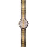 A GILT AND STAINLESS STEEL TWO-TONE WRISTWATCH, SCHWARTZ reference no. 3019, quartz, the circular