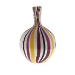 A MURANO GLASS BOTTLE VASE, 1950’s with pink, yellow, caramel and black candy cane stripes against