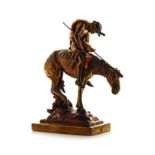 AFTER JAMES EARLE FRASER (1876-1953): A PATINATED AND PAINTED BRONZE ‘END OF THE TRAIL’ FIGURE,