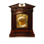 AN EARLY VERGE BRACKET CLOCK BY EDWARD FAULKNER mahogany case, the silver chapter ring with Roman