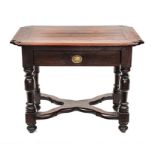A CAPE STINKWOOD LOW TABLE, LATE 19TH CENTURY the rectangular shaped top above a long frieze drawer,