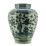 A JAPANESE ARITA BLUE AND WHITE VASE, MEIJI, 1868-1912 the octagonal tapering ovoid body painted