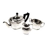 A THREE-PIECE SILVER TEA SET, JAY RICHARD ATTENBOROUGH CO LTD, SHEFFIELD, 1896 TO 1912 comprising: a