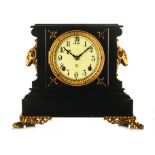 AN AMERICAN ANSONIA TABLE CLOCK the 11cm dial with a gold-gilded chapter ring with Arabic