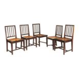 A SET OF FOUR CAPE NEOCLASSICAL SIDE CHAIRS each plain top and mid-rail joined by plain splats,