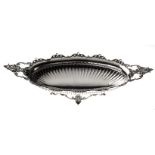 A CONTINENTAL SILVER FRUIT BOWL the gadrooned pierced body with swags and scrolls, applied with mask